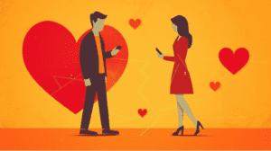 Icon of a mobile device with various dating app logos